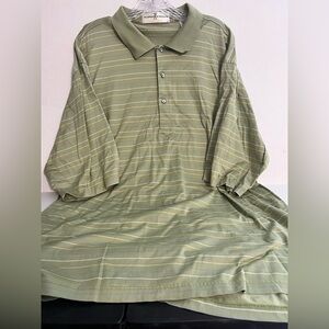 Fairway & Greene Men's Green Striped Polo Shirt